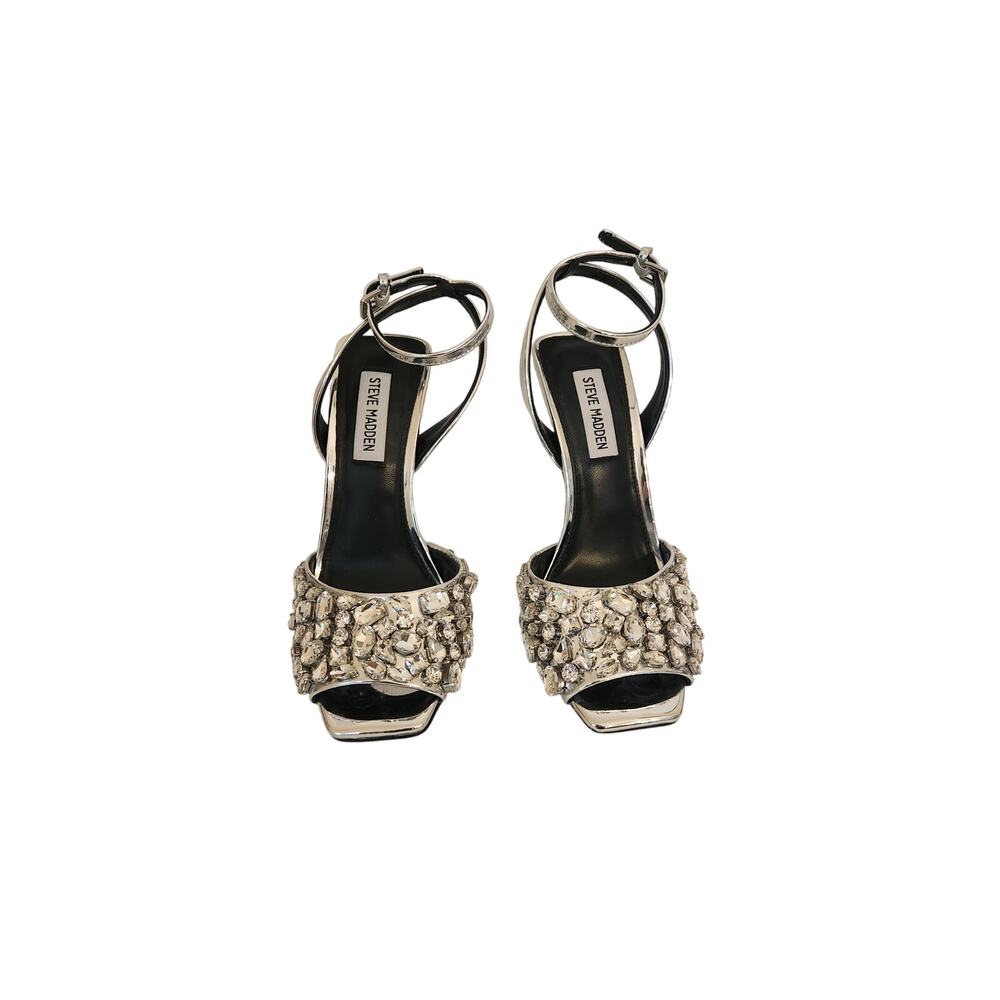 NIB Steve Madden Women's Lilac Rhinestone Peep-Toe Two-Piece Sandals 6